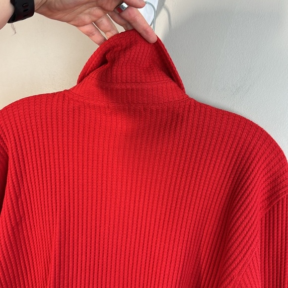 NWT J. Crew Womens Holiday Red Waffle Knit Snap Front Shacket Sz M Shirt Jacket - Picture 9 of 16